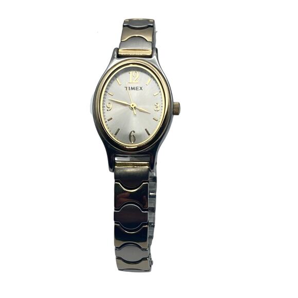 Classic Timex Women's Watch 21mm Gold Silver Tones Expandable Band - New Battery - Picture 1 of 7